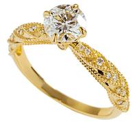 Pre Engagement Ring, Marriage Ring 18K Yellow Gold with Round Shape Moissanite Size O 1/2