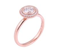 Pre Engagement Ring, Mid Finger Rings for Women Round with Moissanite 1Ct 18K Rose Gold Size I 1/2