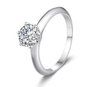 Pre Engagement Ring, Middle Finger Rings 6 Prongs Solitaire Round with 5ct Moissanite Silver Platinum 950 Size K 1/2