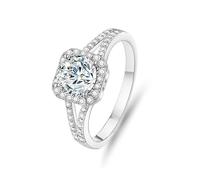 Pre Engagement Ring, Mother Daughter Rings Ring with 6.5mm Round Moissanite 1ct Silver 18K White Gold Size K 1/2