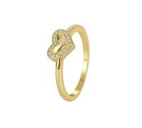 Pre Engagement Ring, Pinky Promise Ring Gold Heart with Round Shape Moissanite 14K Yellow Gold Size R 1/2