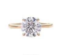 Pre Engagement Ring, Plain Wedding Ring Solitaire with 4 Claws Round Moissanite 1Ct 18K Yellow Gold Size O 1/2