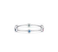 Pre Engagement Ring, Silver Ring Women with Multicolor Gemstone 9K White Gold Size K 1/2