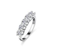 Pre Engagement Ring, Silver Rings for Women Chunky Round with Moissanite 18K White Gold Size V 1/2