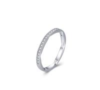 Pre Engagement Ring, Silver Rings for Women Trendy Geometric with Round Shape Lab Created Diamond 9K White Gold Size O 1/2