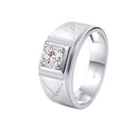 Pre Engagement Ring, Stacking Rings for Women 4 Prong Cross Ring with White Round Shape Moissanite 18.1K White Gold Size W 1/2