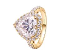 Pre Engagement Ring, Statement Rings 3 Prong Heart Shaped 10mm with 4ct Moissanite Gold 14K Yellow Gold Size S 1/2