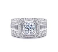 Pre Engagement Ring, The Wedding Ring 2ct Round Moissanite 18.1K White Gold Size T 1/2
