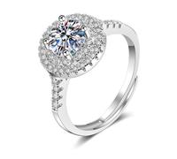 Pre Engagement Ring, Unique Moissanite Wedding Bands for Women 18K White Gold Four Claws Size V 1/2