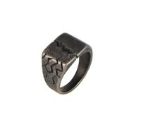 Pre Engagement Ring, Unique Stainless Steel Rings Bronze Size R 1/2 14.5mm Vintage Rectangular Stripes Engraved Gifts for Women Wedding Jewelry