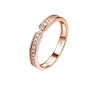 Pre Engagement Ring, Wedding Band Ring with White Round Shape Moissanite 9K Rose Gold Size U 1/2