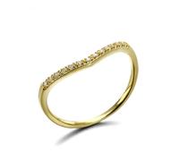 Pre Engagement Ring, Wedding Engagement Ring Simple Micro V-Shape with Diamond 18.1K Yellow Gold Size L 1/2