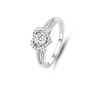 Pre Engagement Ring, Wedding Ring Heart with 0.5ct Moissanite 9K White Gold Size O 1/2