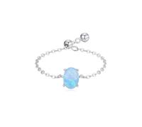 Pre Engagement Ring, Wedding Ring Sets for Her with Opal Silver 9K White Gold Size V 1/2