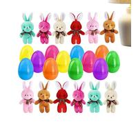 Pre-Filled Easter Eggs - Plush Bunny Pendants Ready-to-Use Set | Kids, Girls, Holiday, Event, Souvenir, Basket Filler, Classroom, Prize, Preschool, Spring Party, Fun, Activity