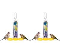 Pre-filled Niger Bird Feeders for Garden Birds - Jacobi Jayne® Goldfinch Finder - Hanging Bird Feeders for Small Birds. Niger Bird Feeder Hanging Wire Included. (Pack of 2)