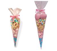 Pre Filled Pink Sweet Cones - with Candy Necklace - Perfect for parties x 10 Cones