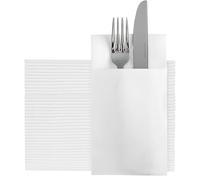 Pre-Folded Dinner Napkin with Built-in Flatware Pocket, Disposable Linen-Feel Cloth-Like Napkins for Cutlery, Elegant for Party, Wedding, 40x40cm, White, 50 Count