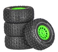 Pre-Glued 1/14 RC Truck Tires & Wheels (4PCS) - 12mm Hex All-Terrain Tires 2.56" OD - Compatible with Traxxas, ARRMA Mojave GROM, Tamiya Kyosho HPI 1/14-1/18 Scale On/Off Road