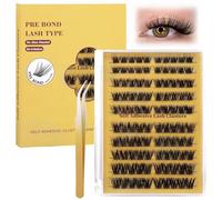 Pre Glued Cluster Lashes,100PCS No Glue Need Eyelash Clusters 10-16mm Self Adhesive Individual False Eyelashes,Press-on Natural Wispy Lash Clusters Reusable with Tweezers Easy to Wear & Remove