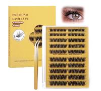 Pre glued cluster lashes 100PCS Self Adhesive Eyelashes Wispy & Natural Cluster Lashes Individual Kit for Extension Reusable Fake Lashes Kit with Lash Tweezers for Girls and Women(10-16mm)-MJ10-01