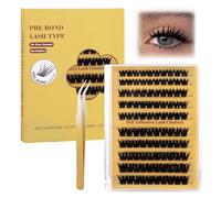 Pre glued cluster lashes 100PCS Self Adhesive Eyelashes Wispy & Natural Cluster Lashes Individual Kit for Extension Reusable Fake Lashes Kit with Lash Tweezers for Girls and Women(10-16mm)-MJ10-02