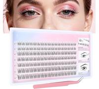 Pre Glued Cluster Lashes, 119Pcs Self-Adhesive Eyelashes No Glue Needed, 10-14MM,Individual Eyelashes with Tweezers - Reusable Wispy Press On Lashes for Daily & Party Wear