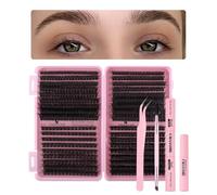 Pre Glued Cluster Lashes, Lash Clusters, Eyelashes, Manga Lashes Cluster Kit - Professional Individual Lash Extension Set with 80D-150D Lash Clusters & Tools for Easy DIY Application