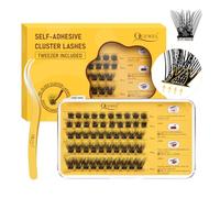 Pre-Glued -Cluster-Lashes QUEWEL Self-Adhesive-Eyelashes Natural Look, No-Glue Needed Preglued-Eyelashes, Reusable Press On Lashes for Beginner Easy to Apply, DIY Lash-Extensions at Home(ZN-06)