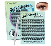 Pre Glued Cluster Lashes Self Adhesive Eyelashes Kit Resuable 84Pcs Wispy Pre Glued Eyelashes Natural No Glue Lashes Press on D Curl Glueless 8-14mm Stick on by Obeyalash (Y14 D Curl 8-14mix)