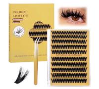 Pre Glued Eyelashes 200PCS Self Adhesive Eyelashes Wispy & Natural Cluster Lashes Individual Kit for Extension Reusable Fake Lashes Kit with Lash Tweezers for Girls and Women(10-16mm)-MJ10-04