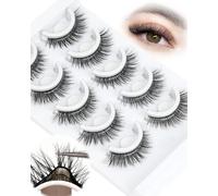 Pre Glued Eyelashes Natural Look Self Adhesive Eyelashes Press on Lashes Stick on False Lashes Wispy Waterproof 5 Pairs Pack No Glue Needed Strip Easy to Use for Beginners by Obeyalash (6D07)