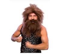 Pre-Historic Braid With Wig Mens Caveman Wig Fancy Dress Accessory Brown