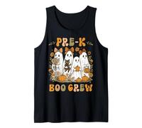 Pre K Boo Crew Teacher Halloween Floral Ghost Coquette Bow Tank Top