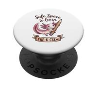 Pre-K Crew Axolotl T-Shirt Pink Safe Space to Learn Kids PopSockets Adhesive PopGrip