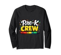Pre K Crew Crayon Preschool Team Back to School Long Sleeve T-Shirt