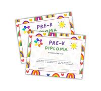 Pre-K Diploma Certificate of Graduation 30pk 8.5x11” Rainbow Chalkboard Moving Up End of The Year Award Ceremony Kindergarten Teacher