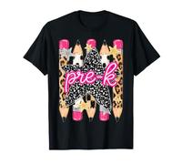 Pre-K Girls Pencils Preppy Stripe Leopard Composition T-Shirt