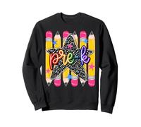 Pre-K Girls Pencils Stripe Rainbow Leopard Composition Sweatshirt