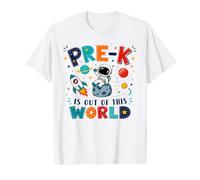 Pre-K is Out of This World Space Planets Teacher Funny Value Graphic T-Shirt, Men, White, M
