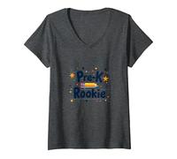 Pre-K Rookie: Adorable First Day School Celebration V-Neck T-Shirt, Women, Dark Heather Grey, XL