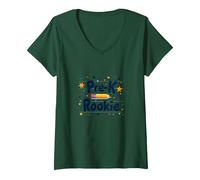 Pre-K Rookie: Adorable First Day School Celebration V-Neck T-Shirt, Women, Forest Green, L