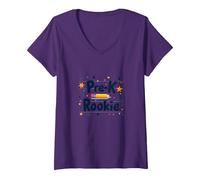 Pre-K Rookie: Adorable First Day School Celebration V-Neck T-Shirt, Women, Purple, XL