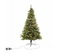 Pre-Lit 1.8m/6ft Artificial Christmas Tree Green Lincoln Pine 550 Tips - 160 Warm White LED Lights - 8 Light Modes - Traditional Realistic Natural Branches Metal Stand Festive Xmas Home Decoration