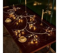 Marco Paul 6ft Pre-Lit Rustic Birch Twig Christmas Garland with 48 Warm White LED Lights - 180cm Battery Operated Indoor Garland for Mantel Table Wall & Stairs - Festive Holiday Christmas Decorations