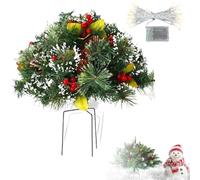Pre-lit Artificial Christmas Tree Urn Filler, Outdoor X mas Tree Frosted Urn Filler, Artificial Xmas Tree for Porch, Pathway, Yard, Outdoor Holiday Decorations (# 1)