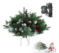 Pre-lit Artificial Christmas Tree Urn Filler, Outdoor X mas Tree Frosted Urn Filler, Artificial Xmas Tree for Porch, Pathway, Yard, Outdoor Holiday Decorations (# 5)