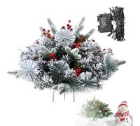 Pre-lit Artificial Christmas Tree Urn Filler, Outdoor X mas Tree Frosted Urn Filler, Artificial Xmas Tree for Porch, Pathway, Yard, Outdoor Holiday Decorations (# 6)