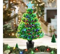 Pre-Lit Artificial Mini Christmas Tree, Lighted Optical Fiber Tabletop Christmas Tree Desktop Decorations with Tree Star,RGB Lighting for Table, Room,Holiday Decor(54cm)
