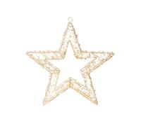 Pre-Lit Beaded Gold Star - 38 cm Decoration with 200 Warm White Micro LEDs and Timer